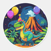 Roar Night Dino Sticker  ラウンドシール (正面)