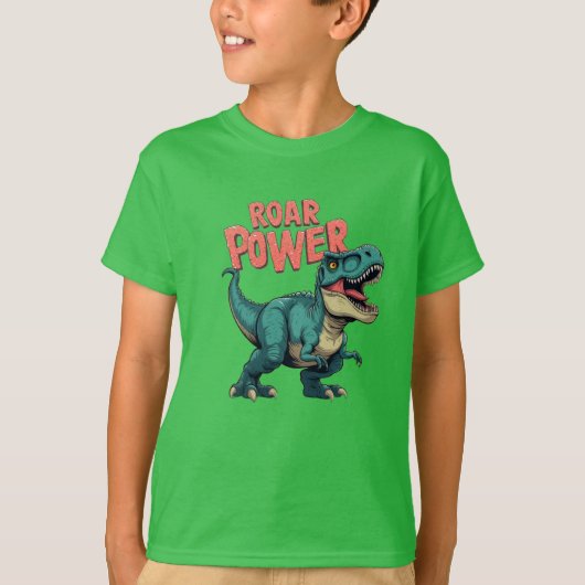 Roar Power T-Rex Dinosaur Kids T-Shirt,Fun Graphic Tシャツ (正面)