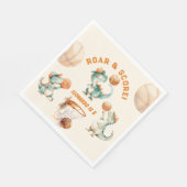 Roar & Score Basketball Dino Boy Birthday スタンダードランチョンナプキン (角)