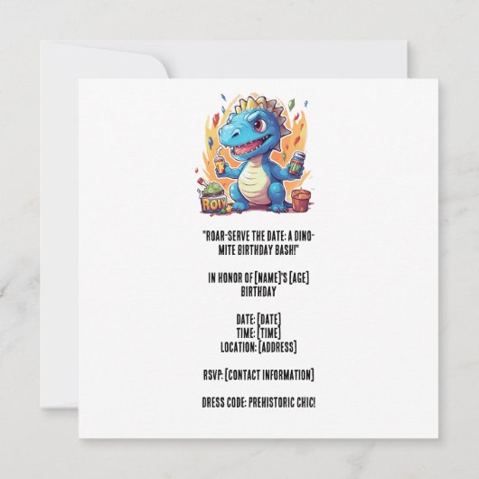 「Roar-Serve the Date: Dino-Mite誕生日Bash!」 セーブザデート (裏面)