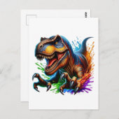 Roar-Some恐竜、おもしろいT-レックスDinoカード子供へ ポストカード (正面/裏面)