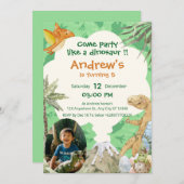 Roar-some Dino Volcano 5th Birthday Invitation 招待状 (正面/裏面)