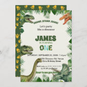 Roar-some Dinosaur 1st Birthday Invitation 招待状 (正面/裏面)