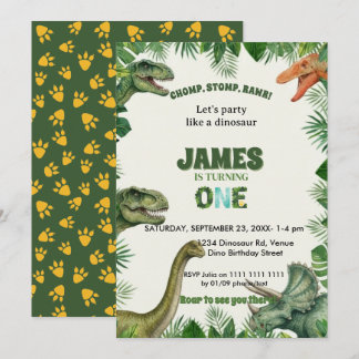 Roar-some Dinosaur 1st Birthday Invitation 招待状