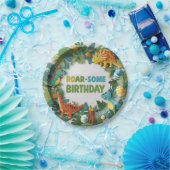 Roar-some Dinosaur Birthday Party Paper Plate ペーパープレート (パーティー)