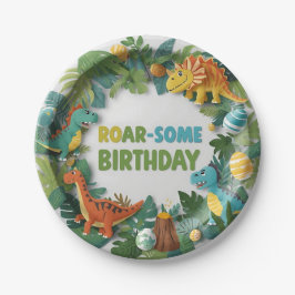 Roar-some Dinosaur Birthday Party Paper Plate ペーパープレート