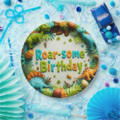 Roar-some Dinosaur Birthday Party Paper Plate ペーパープレート (パーティー)