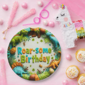 Roar-some Dinosaur Birthday Party Paper Plate ペーパープレート (パーティー)
