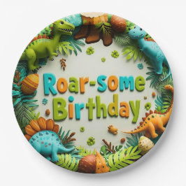 Roar-some Dinosaur Birthday Party Paper Plate ペーパープレート
