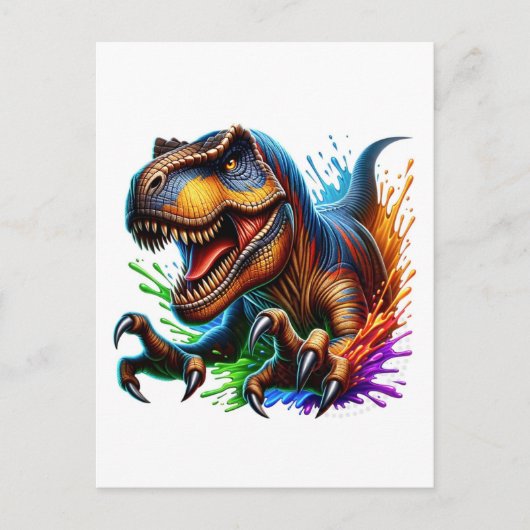 Roar-Some Dinosaur, Fun T-Rex Dino Card for Kids シーズンポストカード (正面)