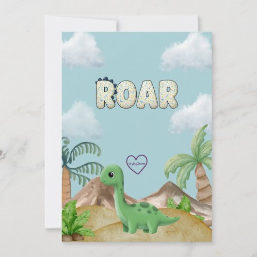 Roar-Some Fun, Dino 1st Birthday 招待状 (裏面)
