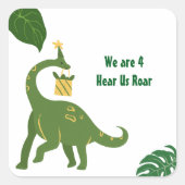 Roar We're 4 - Twins Dinosaur Birthday Party  スクエアシール (正面)