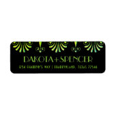 Roarin 20sの緑と黒のアールデコアドレス ラベル (正面)