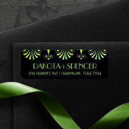 Roarin 20sの緑と黒のアールデコアドレス ラベル