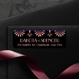 Roarin 20sシルバーブラックモダンアールデコアドレス ラベル