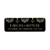 Roarin 20sセピア金ゴールドと黒アールデコアドレス ラベル (正面)