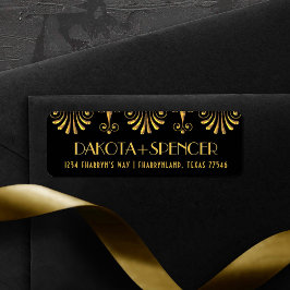 Roarin 20s金ゴールドと黒のアールデコモダンアドレス ラベル