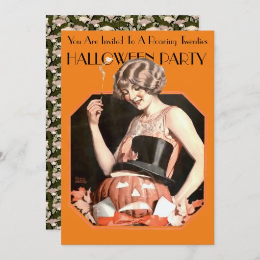 Roaring 20のハローウィンパーティ招待状テンプレート 招待状 (正面/裏面)