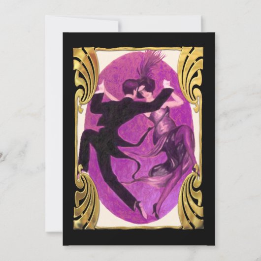 Roaring 20の踊りカップルのカクテルパーティー 招待状 (裏面)