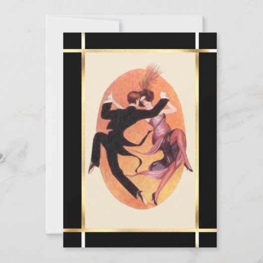 Roaring 20の踊りカップルのカクテルパーティー 招待状 (裏面)