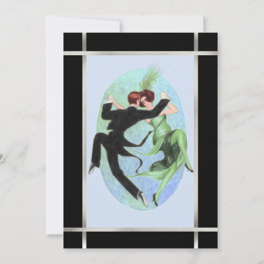 Roaring 20の踊りカップルのカクテルパーティー 招待状 (裏面)