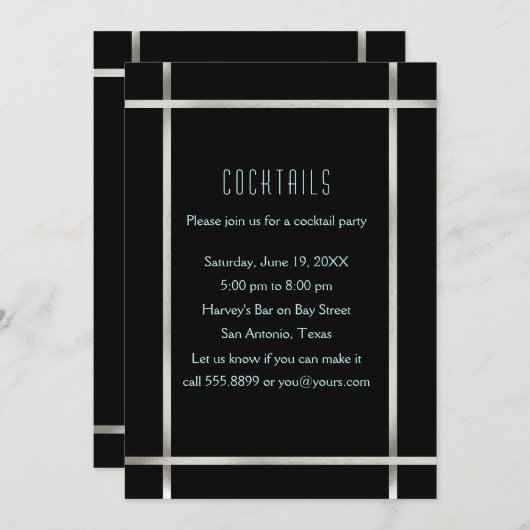 Roaring 20の踊りカップルのカクテルパーティー 招待状 (正面/裏面)