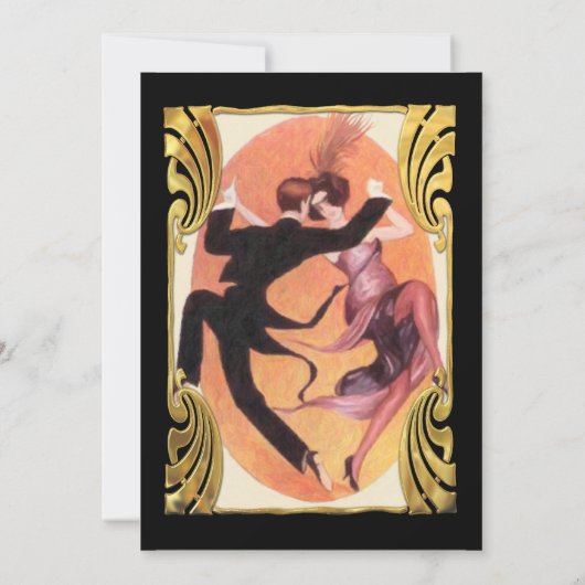 Roaring 20の踊りカップルのカクテルパーティー 招待状 (裏面)