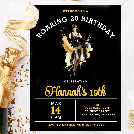 Roaring 20 19th Birthday Partyへようこそ 招待状