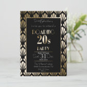 Roaring 20sアールデコギャツビーテーマ金ゴールド 招待状 (スタンド正面)