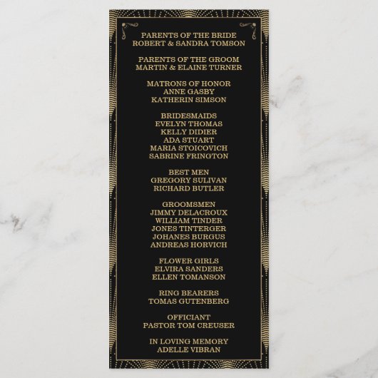 Roaring 20sアールデコ素晴らしギャツビー結婚式 プログラム (裏面)