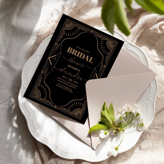 Roaring 20sギャツビーヴィンテージアールデコブライダルシャワー 招待状