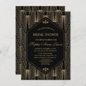 Roaring 20sギャツビー素晴らしアールデコブライダルシャワー 招待状 (正面/裏面)