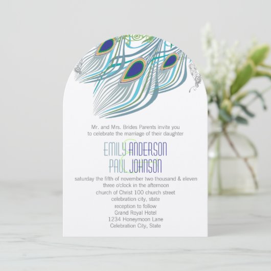 Roaring 20sギャツビーBohoヴィンテージピーコックロベバード 招待状 (スタンド正面)