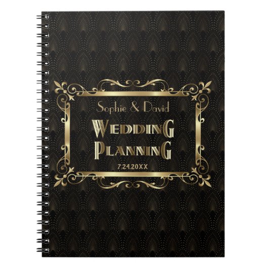 Roaring 20s王室の金ゴールドアールデコウェディングプランナー ノートブック (正面)