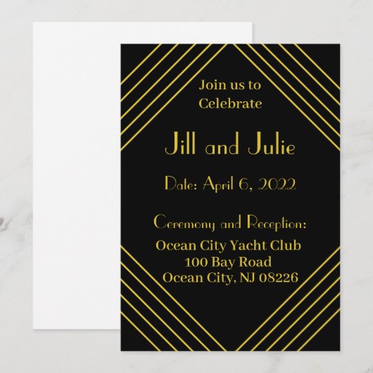 Roaring 20s結婚式招待状 招待状 (正面/裏面)