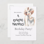 Roaring 20s誕生日パーティー招待はがき インビテーションポストカード (正面/裏面)