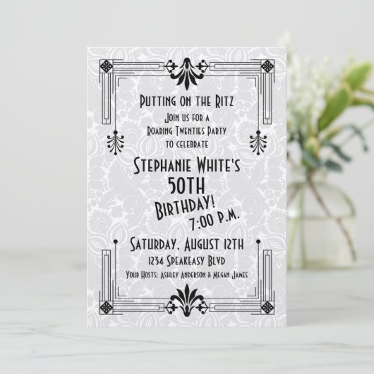 Roaring 20s20代アールデコ50th誕生日パーティー 招待状 (スタンド正面)