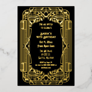 Roaring 20s art 素晴らし Gatsbyアールデコ誕生日 箔招待状