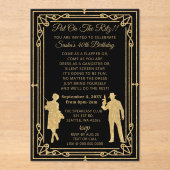 Roaring 20s art deco flapper女の子とギャング アクリル招待状 (正面)