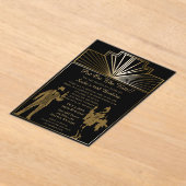 Roaring 20s art deco flapper女の子とギャング アクリル招待状 (レイダウン)