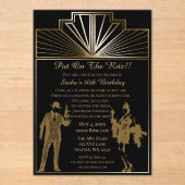 Roaring 20s art deco flapper女の子とギャング アクリル招待状 (正面)