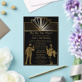 Roaring 20s art deco flapper女の子とギャング アクリル招待状 (インサイチュ (ウェディング))