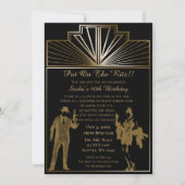 Roaring 20s art deco flapper女の子とギャング 招待状 (正面)