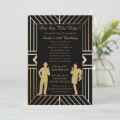 Roaring 20s art deco flapper女の子とギャング 招待状 (スタンド正面)