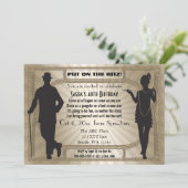 Roaring 20s art deco flapper女の子とギャング 招待状 (スタンド正面)