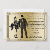 Roaring 20s art deco flapper女の子とギャング 招待状 (正面)
