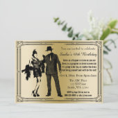 Roaring 20s art deco flapper女の子とギャング 招待状 (スタンド正面)