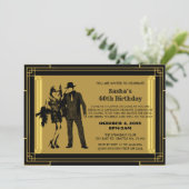 Roaring 20s art deco flapper女の子とギャング 招待状 (スタンド正面)