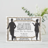 Roaring 20s art deco flapper女の子とギャング 招待状 (スタンド正面)