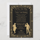 Roaring 20s art deco flapper女の子とギャング 招待状 (正面)